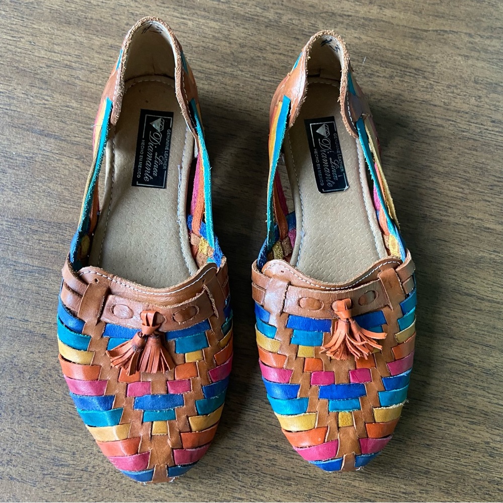 Colorful leather huarache flats. - Picture 5 of 5